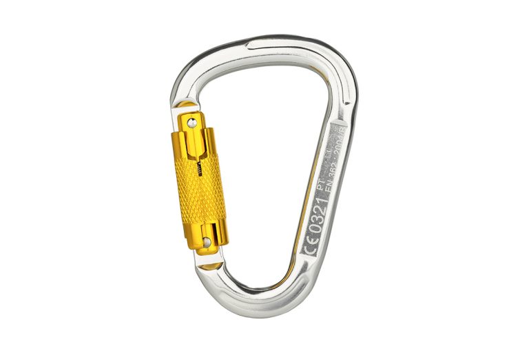 MOSQUETÃO DE ALUMÍNIO - TIPO PERA - DUPLA TRAVA - DELTA PLUS